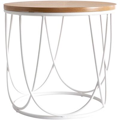 Miliboo Table d'appoint ronde en chêne clair et blanc - Table d'appoint - Publicité Miliboo Table d'appoint ronde en chêne clair et blanc - Table d'appoint - Publicité