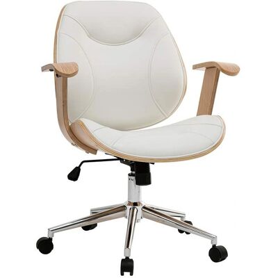 Chaise de bureau blanche et bois clair Miliboo - Yorke - Publicité Chaise de bureau blanche et bois clair Miliboo - Yorke - Publicité