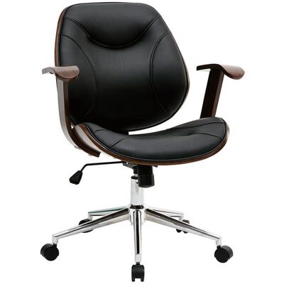 Miliboo YORKE Bürostuhl - Dunkles Holz & Schwarz - Ergonomisches Design Miliboo YORKE Bürostuhl - Dunkles Holz & Schwarz - Ergonomisches Design