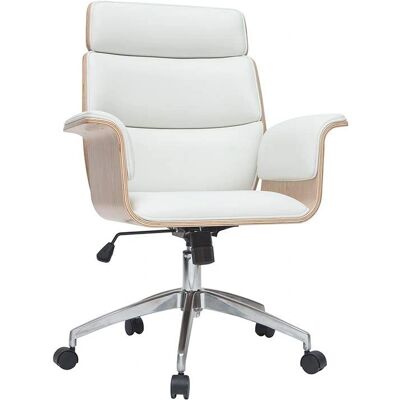 Miliboo ELON Chaise de bureau blanche en bois clair - Mobilier de bureau - Publicité Miliboo ELON Chaise de bureau blanche en bois clair - Mobilier de bureau - Publicité