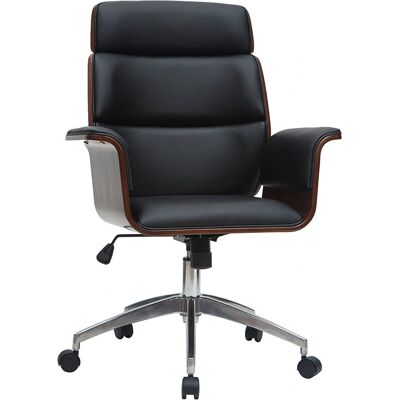 MILIBOO Büro-Stuhl Dunkles Holz/Navy - Ergonomisch, Drehbar, Stilvoll MILIBOO Büro-Stuhl Dunkles Holz/Navy - Ergonomisch, Drehbar, Stilvoll