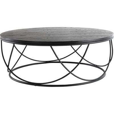 Miliboo Runder Couchtisch - Holz & Metall - Schwarz - 80x80x30cm Miliboo Runder Couchtisch - Holz & Metall - Schwarz - 80x80x30cm
