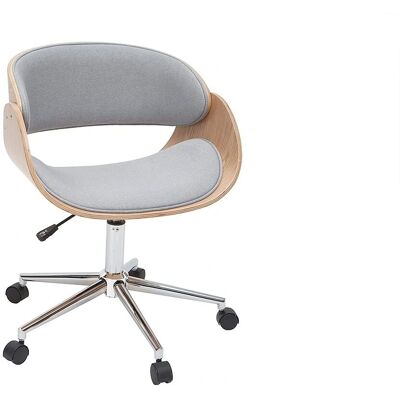 Silla de oficina gris claro Miliboo con madera - Giratoria y ajustable en altura Silla de oficina gris claro Miliboo con madera - Giratoria y ajustable en altura