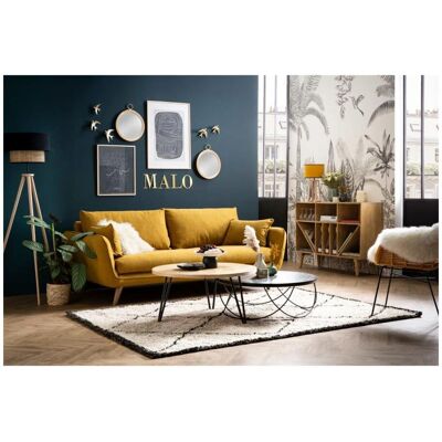 Miliboo CREEP skandinavisches 3-Sitzer Stoffsofa - Sofá 3 plazas amarillo mostaza Miliboo CREEP skandinavisches 3-Sitzer Stoffsofa - Sofá 3 plazas amarillo mostaza