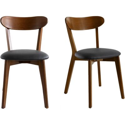 Miliboo Vintage Dunkle Holz Schwarzer Sitz Bistro-Stühle - Set aus 2 Miliboo Vintage Dunkle Holz Schwarzer Sitz Bistro-Stühle - Set aus 2