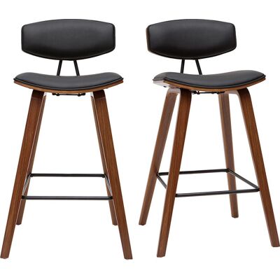 Miliboo - Moderne schwarze Barhocker dunkles Holz - 69cm Set von 2 Miliboo - Moderne schwarze Barhocker dunkles Holz - 69cm Set von 2
