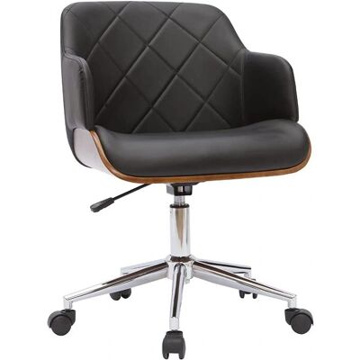 Sedia da ufficio nera Miliboo con legno scuro e cromo - Sedia da ufficio Sedia da ufficio nera Miliboo con legno scuro e cromo - Sedia da ufficio
