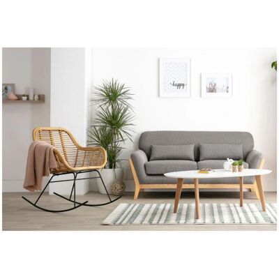 Miliboo YOKO Canapé scandinave 2 places tissu velours jaune moutarde bois - Publicité Miliboo YOKO Canapé scandinave 2 places tissu velours jaune moutarde bois - Publicité