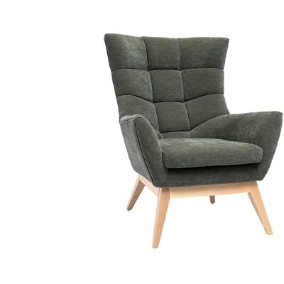 Miliboo Khaki Samtoptisch Skandinavischer Sessel - Bequem & Stützend Miliboo Khaki Samtoptisch Skandinavischer Sessel - Bequem & Stützend