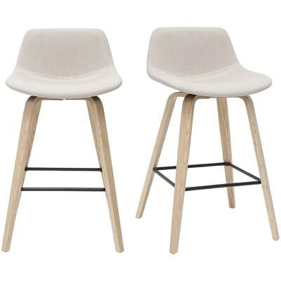Miliboo Set aus 2 Beigen Nordic Barhockern - Küche & Bar Miliboo Set aus 2 Beigen Nordic Barhockern - Küche & Bar