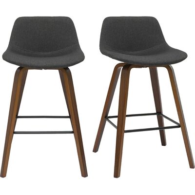 Miliboo Nonie - Set aus 2 Dunkelgraue Polsterhocker - Barhocker Miliboo Nonie - Set aus 2 Dunkelgraue Polsterhocker - Barhocker
