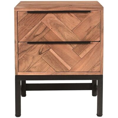 Table de chevet en bois clair à motif chevrons - Niche - Publicité Table de chevet en bois clair à motif chevrons - Niche - Publicité