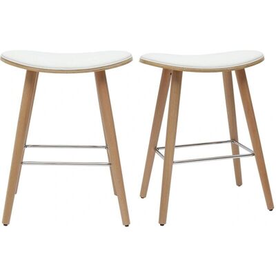 Miliboo - Set di 2 Sgabelli da Cucina in Legno Chiaro e Bianco - Altezza 65 cm Miliboo - Set di 2 Sgabelli da Cucina in Legno Chiaro e Bianco - Altezza 65 cm