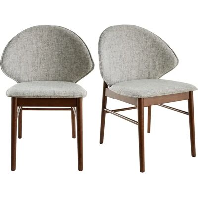 Miliboo - Lot de 2 Chaises Vintage en Tissu Gris Clair - Publicité Miliboo - Lot de 2 Chaises Vintage en Tissu Gris Clair - Publicité