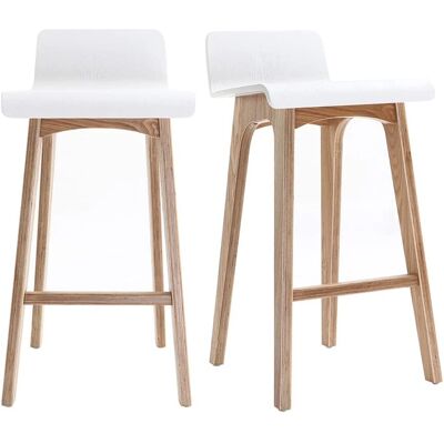 Miliboo - Tabourets de Bar Scandinaves Bois Clair et Blanc - Bar Stools - Publicité Miliboo - Tabourets de Bar Scandinaves Bois Clair et Blanc - Bar Stools - Publicité