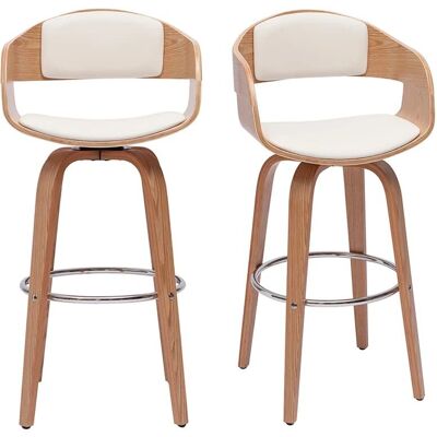 Miliboo Helle Holz/Weiß Skandinavische Drehbare Barhocker - Bar stools Miliboo Helle Holz/Weiß Skandinavische Drehbare Barhocker - Bar stools