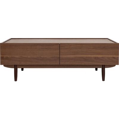 Mesa de centro Miliboo Sanaa - Rectangular, 2 Cajones, Nogal Oscuro Mesa de centro Miliboo Sanaa - Rectangular, 2 Cajones, Nogal Oscuro