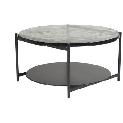 Miliboo WELLE Table basse ronde - Verre recyclé & métal noir - Publicité Miliboo WELLE Table basse ronde - Verre recyclé & métal noir - Publicité