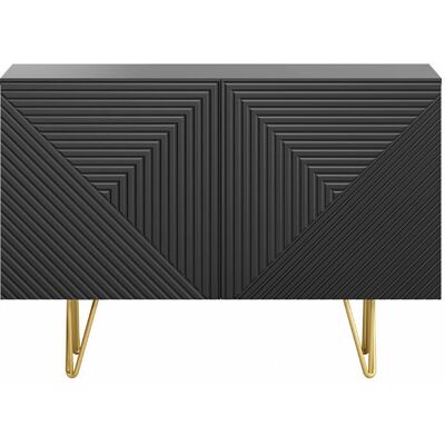 MILIBOO Credenza - Mobile contenitore nero con motivo a chevron MILIBOO Credenza - Mobile contenitore nero con motivo a chevron