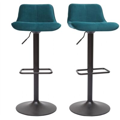 Miliboo Set di 2 Sgabelli Alti Regolabili in Velluto Blu Petrolio - Sgabelli Miliboo Set di 2 Sgabelli Alti Regolabili in Velluto Blu Petrolio - Sgabelli