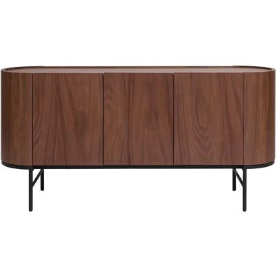 Miliboo Credenza Skye - Noyer foncé, Ovale, 3 portes - Publicité Miliboo Credenza Skye - Noyer foncé, Ovale, 3 portes - Publicité