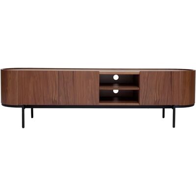 Meuble TV Miliboo Skye en Noyer avec Rangement - 180cm - Publicité Meuble TV Miliboo Skye en Noyer avec Rangement - 180cm - Publicité