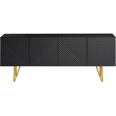 Meuble TV noir et or MILIBOO - Design moderne, Fabriqué en Europe, 140cm - Publicité Meuble TV noir et or MILIBOO - Design moderne, Fabriqué en Europe, 140cm - Publicité