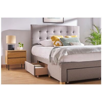 Letto doppio grigio RENO con spazio di stoccaggio - Miliboo Letto doppio grigio RENO con spazio di stoccaggio - Miliboo