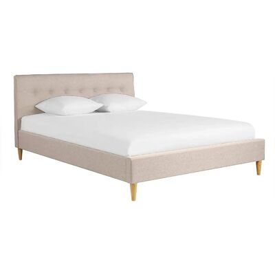 Lit Miliboo 160x200 Beige Tête de lit en tissu - Publicité Lit Miliboo 160x200 Beige Tête de lit en tissu - Publicité