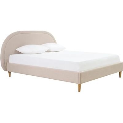 Letto Miliboo 160x200 Beige - Letto doppio con testiera rotonda Letto Miliboo 160x200 Beige - Letto doppio con testiera rotonda