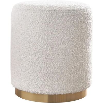 Pouf rotondo in tessuto effet lana bouclée bianco avorio e oro D40 cm AMAYA Pouf rotondo in tessuto effet lana bouclée bianco avorio e oro D40 cm AMAYA
