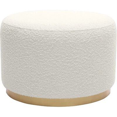 Miliboo Amaya Pouf rond en tissu blanc - Publicité Miliboo Amaya Pouf rond en tissu blanc - Publicité