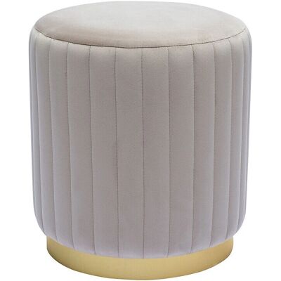 Miliboo Samtstoffrund Hocker - Taupe, 40cm, Metallbasis Miliboo Samtstoffrund Hocker - Taupe, 40cm, Metallbasis