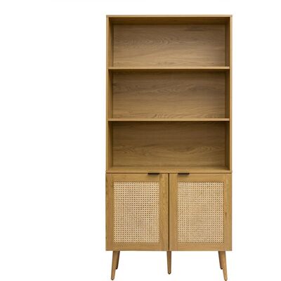 Bibliothèque en bois clair, rotin et métal - 190cm Miliboo - Publicité Bibliothèque en bois clair, rotin et métal - 190cm Miliboo - Publicité