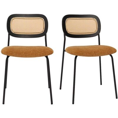 Sedia Miranda in velluto con schienale in rattan - Set da 2 Sedia Miranda in velluto con schienale in rattan - Set da 2