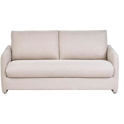 Sofá cama convertible de tela beige de 2 plazas - Miliboo Sofá cama convertible de tela beige de 2 plazas - Miliboo