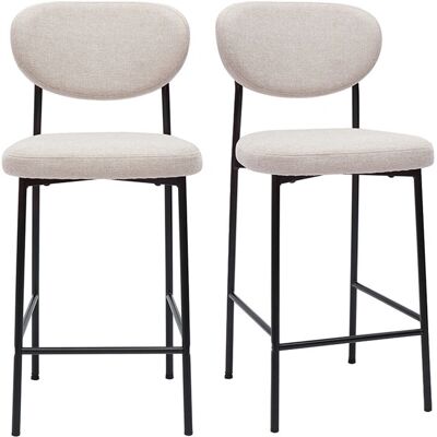 Tabouret de bar beige en velours BREKA de Miliboo - 65cm - Design moderne - Publicité Tabouret de bar beige en velours BREKA de Miliboo - 65cm - Design moderne - Publicité