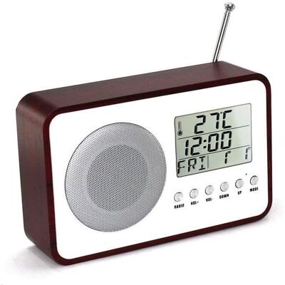 Fishtec Modèle: Woodstock Radio Rétro - Réveil & Température - Publicité Fishtec Modèle: Woodstock Radio Rétro - Réveil & Température - Publicité