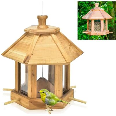 Mangeoire pour oiseaux FISHTEC - Toit en bois 26x22cm - 6 perches - Publicité Mangeoire pour oiseaux FISHTEC - Toit en bois 26x22cm - 6 perches - Publicité