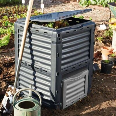 Linxor Composteur 300L Noir et Gris - Solution de Compostage - Publicité Linxor Composteur 300L Noir et Gris - Solution de Compostage - Publicité