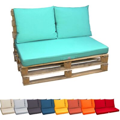 Linxor - Kit de coussins et assise déhoussables pour palette - Bleu turquoise - Publicité Linxor - Kit de coussins et assise déhoussables pour palette - Bleu turquoise - Publicité