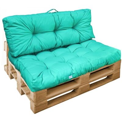 Linxor - Kit de coussins et assise pour palettes - Turquoise - Publicité Linxor - Kit de coussins et assise pour palettes - Turquoise - Publicité