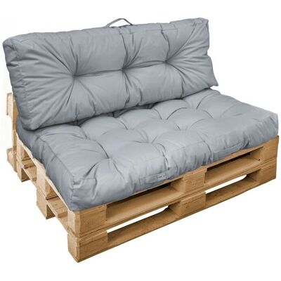 Linxor - Kit de coussins et assise pour palette - Gris clair - Publicité Linxor - Kit de coussins et assise pour palette - Gris clair - Publicité