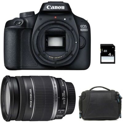 Canon EOS 4000D Noir - 18-200mm IS - Kit Appareil Photo - Publicité Canon EOS 4000D Noir - 18-200mm IS - Kit Appareil Photo - Publicité
