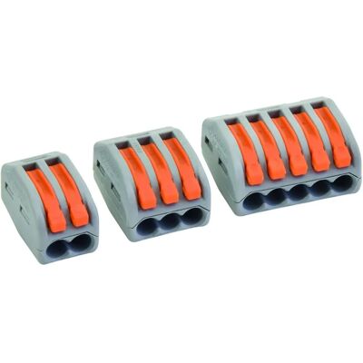 Bornes WAGO - 20 pièces - S222 - Pour fils rigides et flexibles - Publicité Bornes WAGO - 20 pièces - S222 - Pour fils rigides et flexibles - Publicité