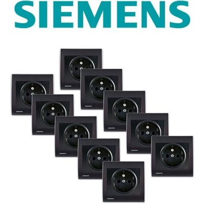 SIEMENS Lot de 10 Prises Delta Iris Anthracite - Publicité SIEMENS Lot de 10 Prises Delta Iris Anthracite - Publicité