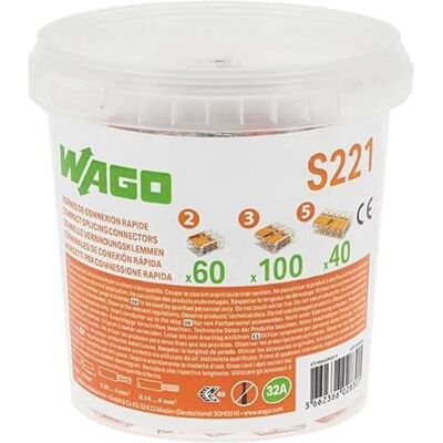Wago S221 Blocos de conexão - 200 peças, 2-5 entradas Wago S221 Blocos de conexão - 200 peças, 2-5 entradas