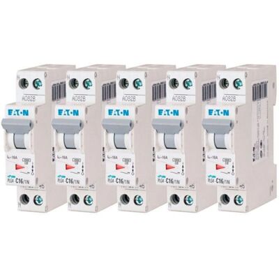 Eaton - 264746 PLG4-C16/1N - Leitungsschutzschalter - Weiß - Grau - 1P+N / 16A - C-Kurve - Schraubanschluss - 5 Schalter - Wohnbereich Eaton - 264746 PLG4-C16/1N - Leitungsschutzschalter - Weiß - Grau - 1P+N / 16A - C-Kurve - Schraubanschluss - 5 Schalter - Wohnbereich