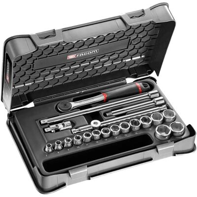 FACOM 20-teiliges metrisches Steckschlüssel-Set 3/8" - Ratsche & Verlängerungen FACOM 20-teiliges metrisches Steckschlüssel-Set 3/8" - Ratsche & Verlängerungen