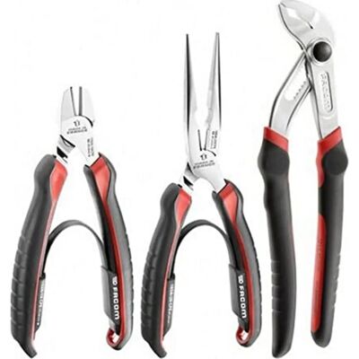 Facom Hochkohlenstoff Legierung Zangen-Set - 3-teilig, Winkel & Gerade Facom Hochkohlenstoff Legierung Zangen-Set - 3-teilig, Winkel & Gerade